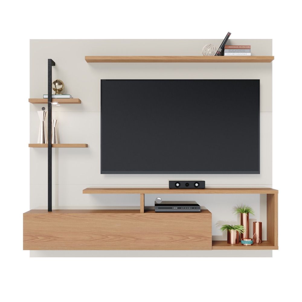 Estante Home para TV ate 58” 1,8m Colibri Maragogi Freijó/Off White