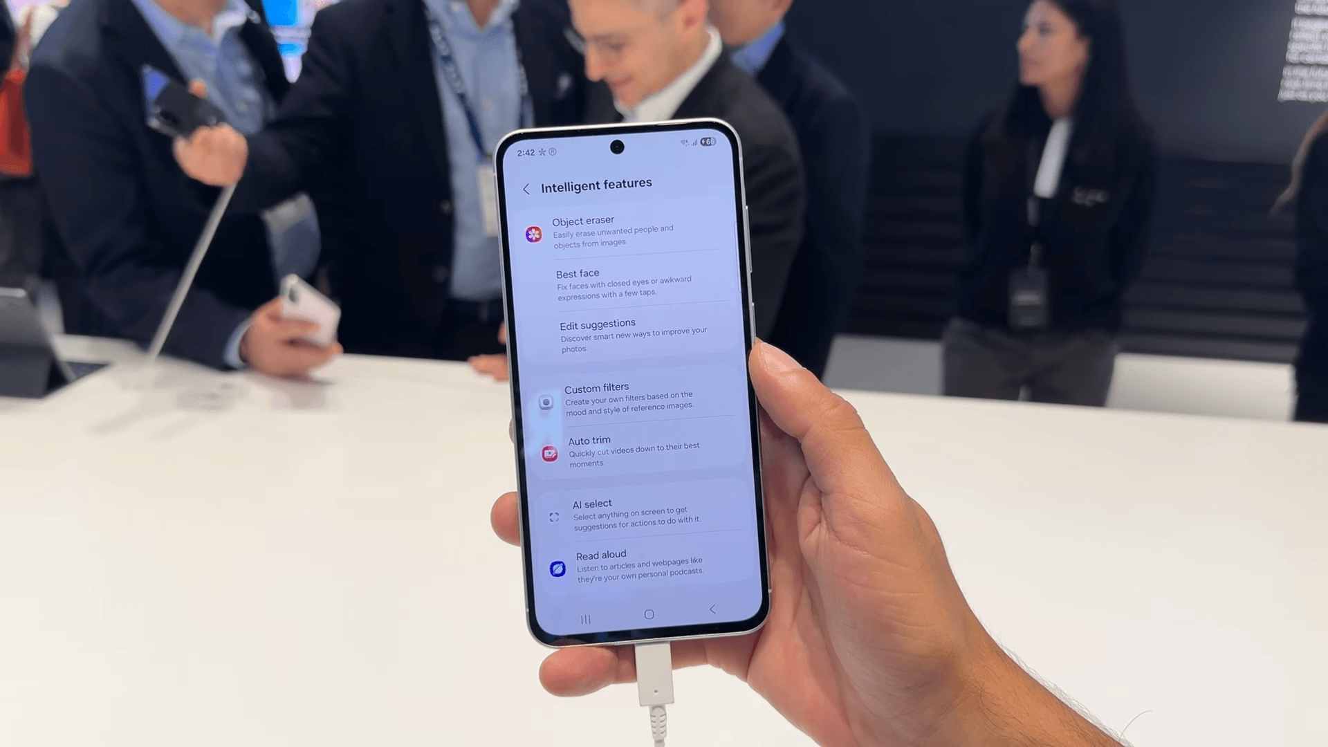 Menu de configurações de inteligência artificial do Galaxy A56