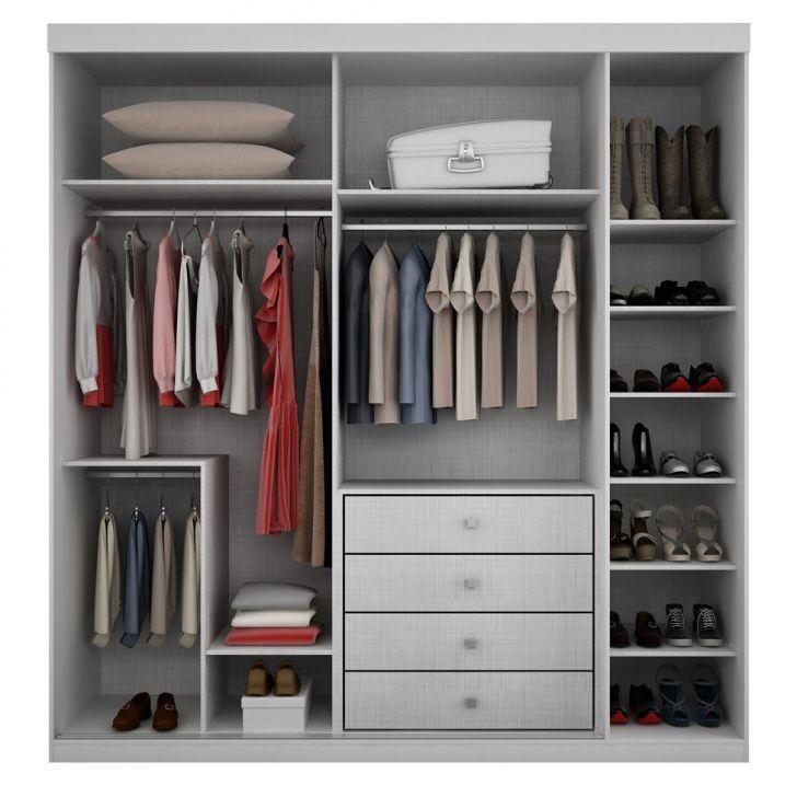 Guarda-Roupa Casal com Espelho Scarpa 3PT 4GV Branco