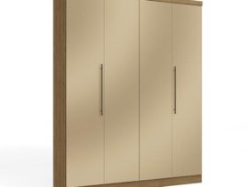 Guarda Roupa Sandoval C / 4 Portas e 3 Gavetas – Champagne