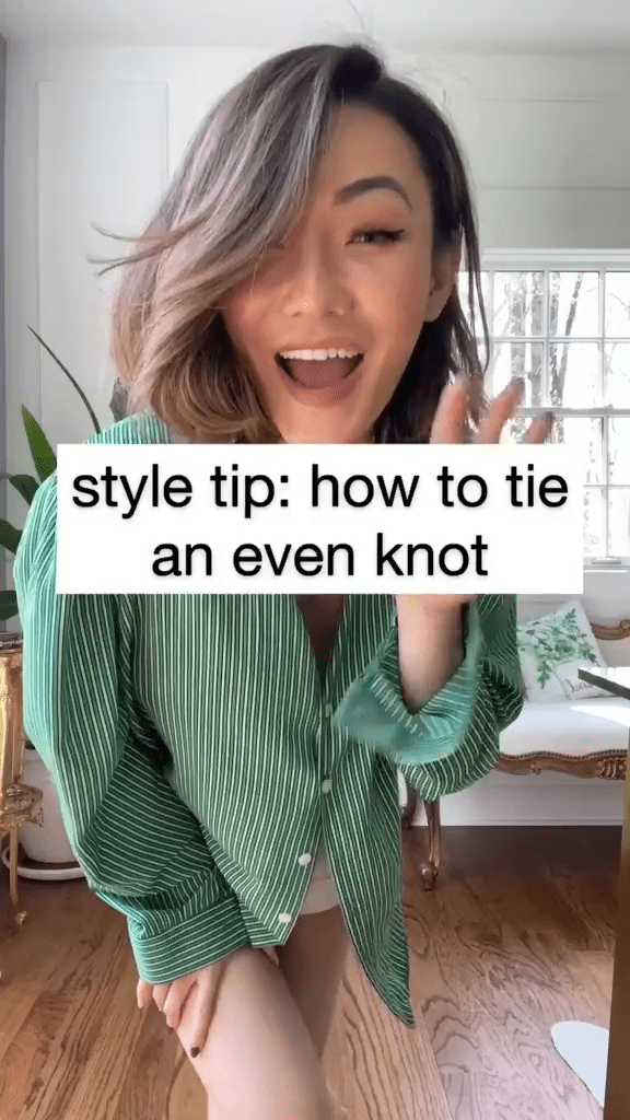 how to tie a button front shirt, super easy!