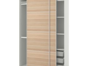 IKEA – PAX / MEHAMN Wardrobe combination, white/white stained oak effect