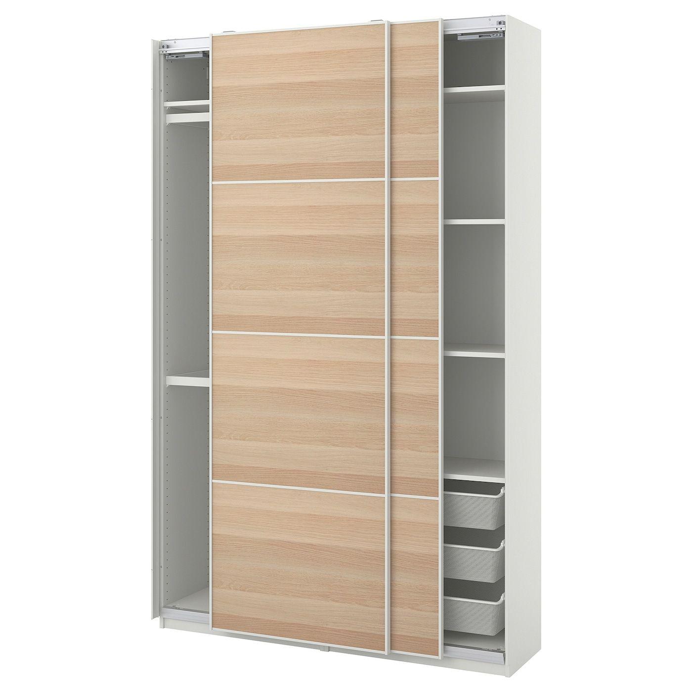 IKEA – PAX / MEHAMN Wardrobe combination, white/white stained oak effect