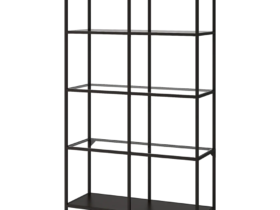 IKEA – VITTSJÖ Shelf unit, Black-brown/glass