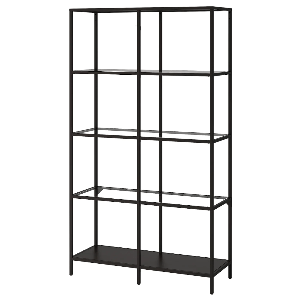 IKEA – VITTSJÖ Shelf unit, Black-brown/glass