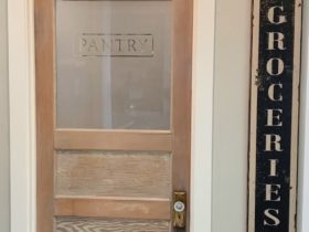 Purchased this old antique door off the classifieds and brought it back to life + organizing ideas to keep your pantry clean.