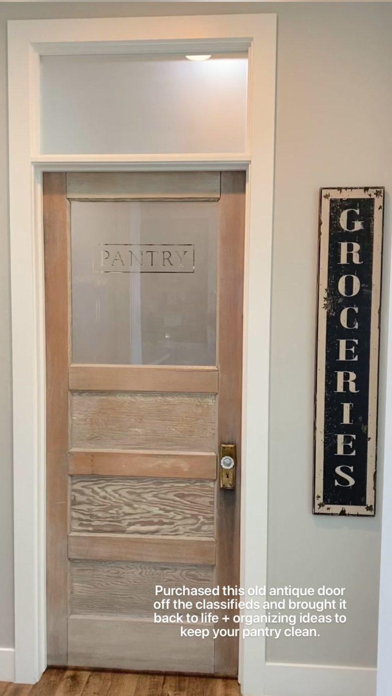 Purchased this old antique door off the classifieds and brought it back to life + organizing ideas to keep your pantry clean.