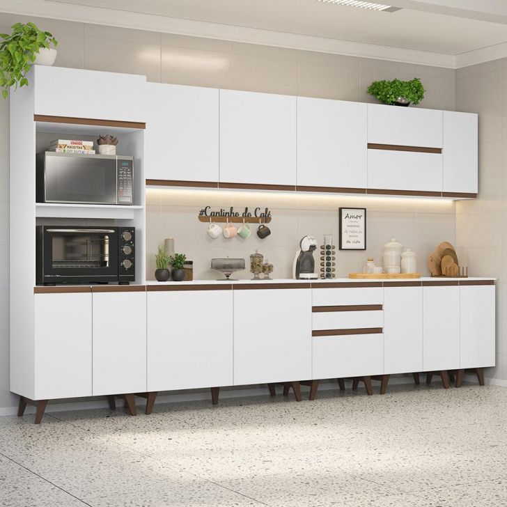 Armário de Cozinha Completo 355cm Branco Reims da Sabrina Madesa