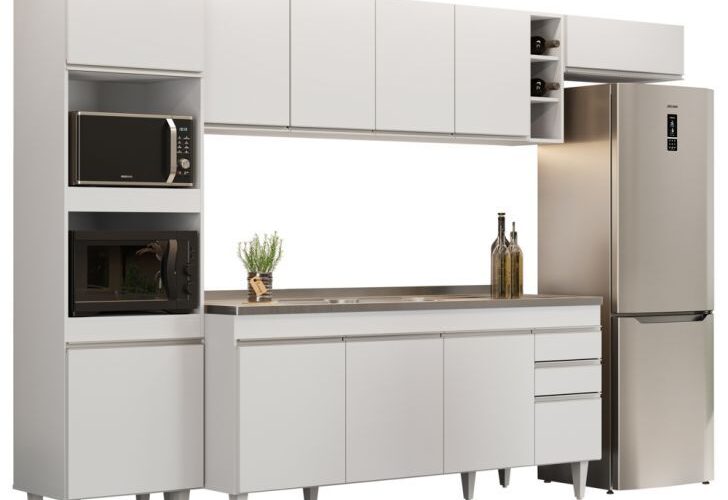 Armário de Cozinha Modulada 5 Peças CP18 Balcão com Pia Inox Branco – Lumil