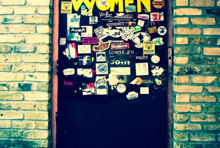 Austin Texas Photo, Fotografia de Belas Artes, Porta de Banheiro Feminino, Bar de Mergulho, Adesivos de Banda, Sala de Música, Arte Rock n Roll, Decoração de Parede Moderna