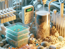 Bactérias e fungos contribuem para a decomposição do plástico em projeto sustentável de Atibaia com material reciclado.
