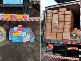 Caminhão frigorífico é flagrado com mais de 2 mil celulares.