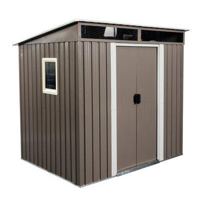 Creationstry Metal Storage Shed 70.8 H x 76.8 W x 58.8 D in brown in Gray | 6′ 4 4/5″ W X 4′ 10 4/5″ D X 5′ 10 4/5″ H | Wayfair