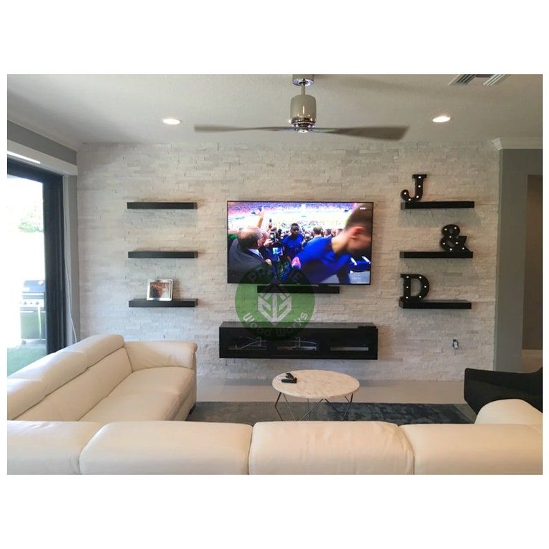 CUSTOM-Console flutuante, suporte de TV flutuante – Console flutuante-Portas de sobreposição Sem ACABAMENTO