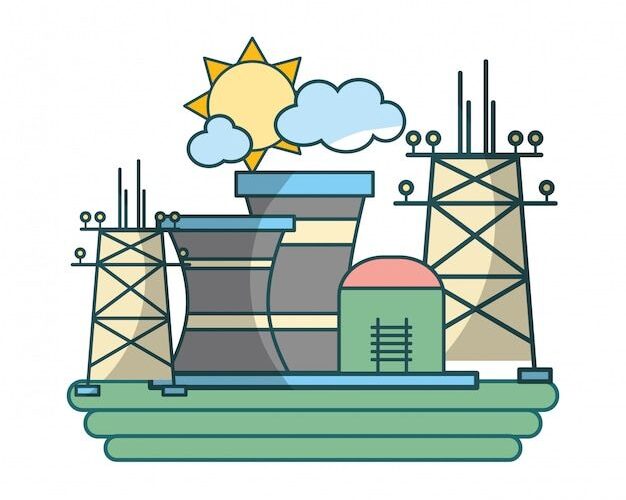 Desenhos animados da indústria de energia verde |  Vetor Premium