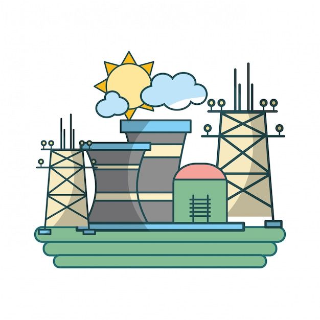 Desenhos animados da indústria de energia verde |  Vetor Premium