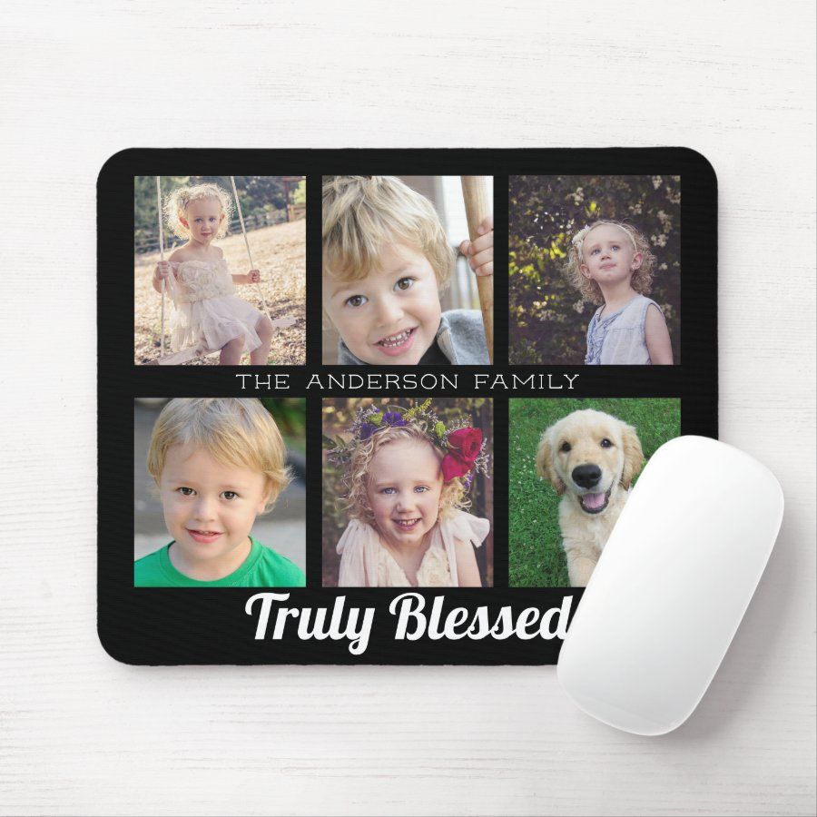 Família verdadeiramente abençoada 6 foto colagem mouse pad Zazzle