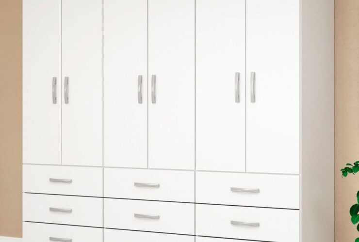 Guarda-Roupa Casal Bergamo 6 Portas 9 Gavetas Branco – Evidencia Móveis