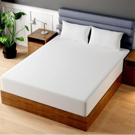 Lençol com elástico Superity Linen Full XL feito de algodão. Lençol de cama de algodão que absorve a umidade para uma noite de sono respirável, seca e confortável. Contagem de 200 fios. (Branco), Tamanho: Full-XL