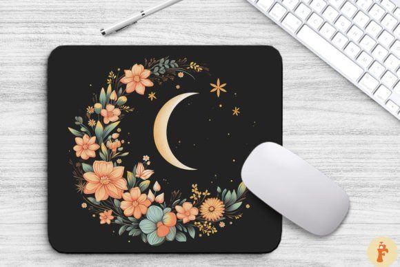 Mouse Pad de Arte Floral Lua Crescente