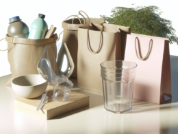 Produtos sustentáveis incluem óculos de plástico reciclado, ecobags e plástico feito a partir do ar