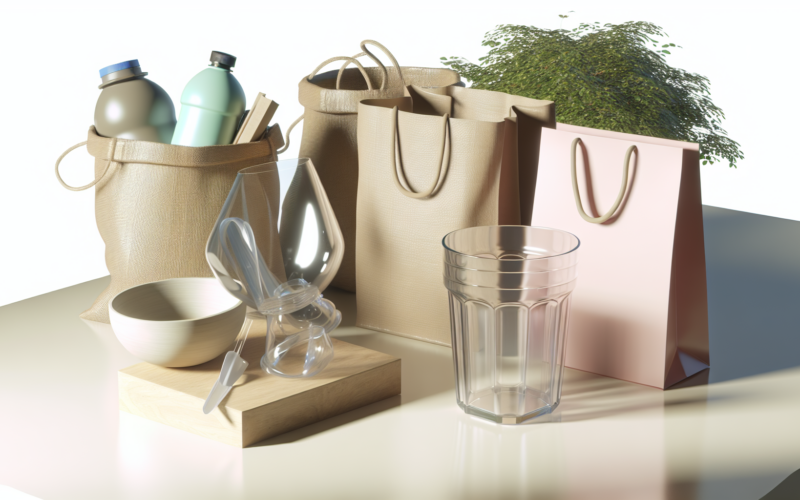 Produtos sustentáveis incluem óculos de plástico reciclado, ecobags e plástico feito a partir do ar Produtos sustentáveis incluem óculos de plástico reciclado, ecobags e plástico feito a partir do ar