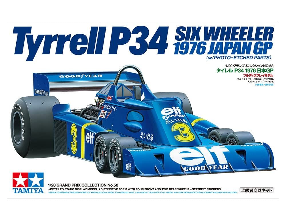 Tamiya 1/20 Grand Prix Collection Series No.58 Tyrrell P34 1976 Japão Gp Modelo de plástico 20058 Cor de moldagem